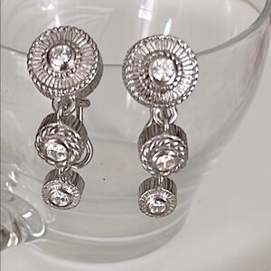 Judith Ripka 925 Sterling 3-Drop Circle Earrings